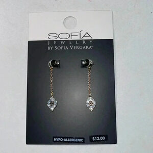 Sofia Jewelry by Sofia Vergara Women's Gold Tone Multi Stone Linear Earrings​​